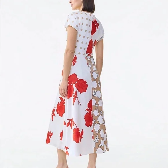 Ann Taylor Floral Collage Twisted Midi Dress NWT $229 Size 6 GORGEOUS Whimsical - Picture 2 of 13